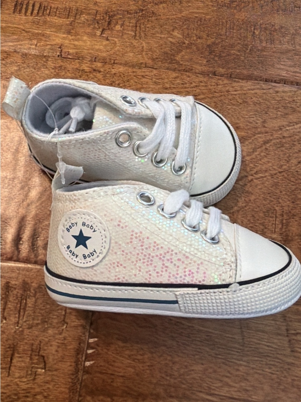 White Glitter High-Top Kids Sneakers